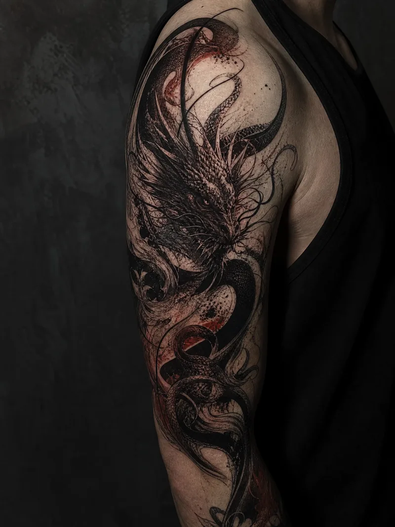 Imagem ilustrativa de tatuagem blackwork com alto contraste